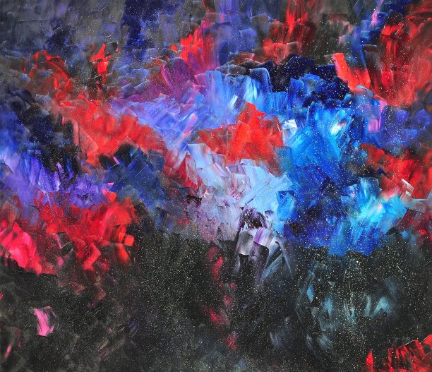 抽象的黑、红、蓝当代艺术绘画图片下载