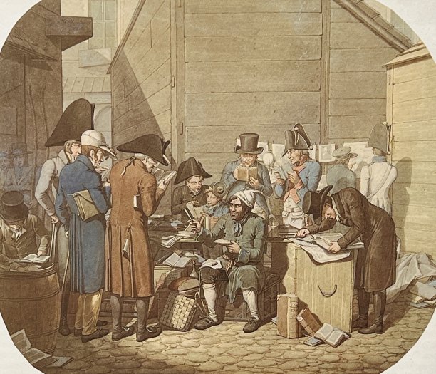 在集市上卖书的古董商图片下载