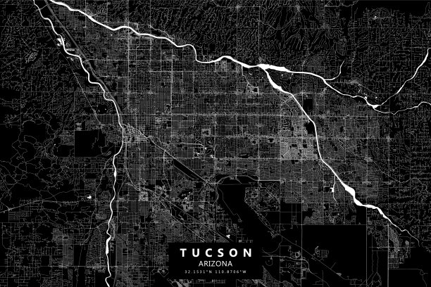 亚利桑那州图森矢量地图图片下载