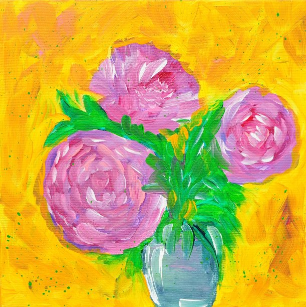 抽象花瓶花当代艺术绘画图片下载