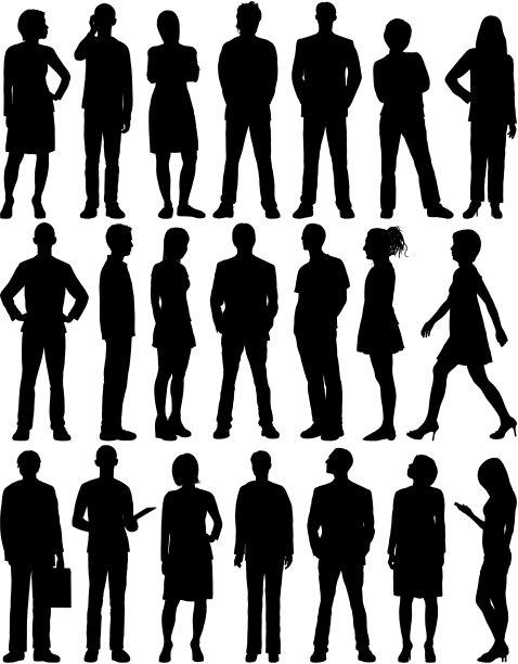 高度详细的人物剪影图片下载