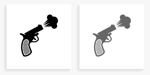 短跑开始枪黑白方形图标图片下载