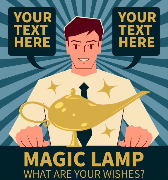 微笑英俊的东亚民族商人和他的神灯图片下载