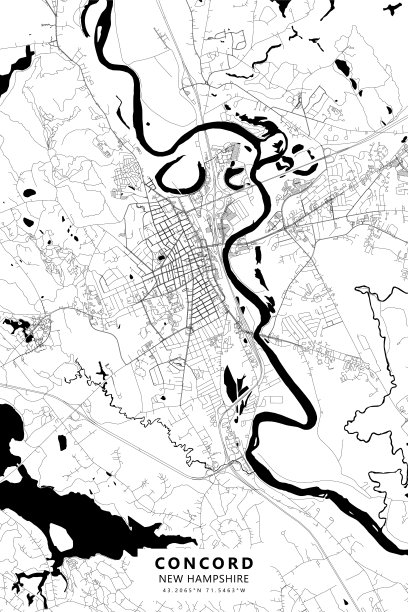 康科德，新罕布什尔州，美国矢量地图图片下载