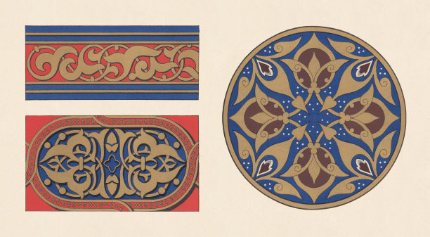 摩尔人和阿拉伯人的装饰品，彩色印刷术，出版于1881年图片下载