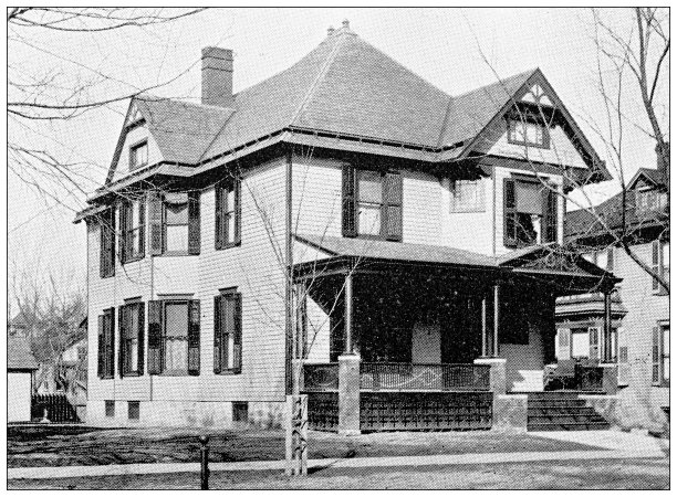 来自堪萨斯州劳伦斯的古董照片，1898年:住宅建筑外观图片下载