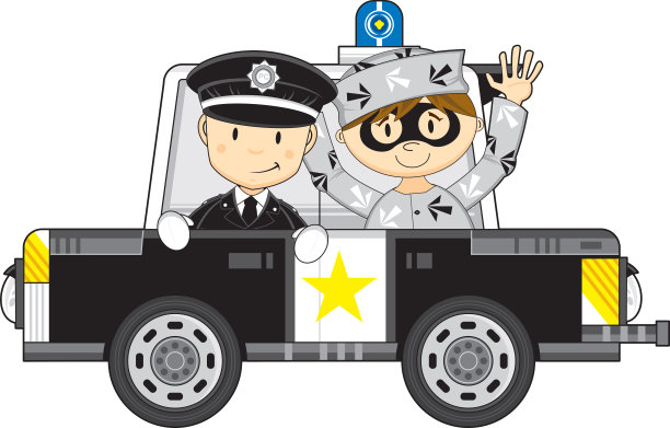 卡通警察和汽车与强盗图片下载