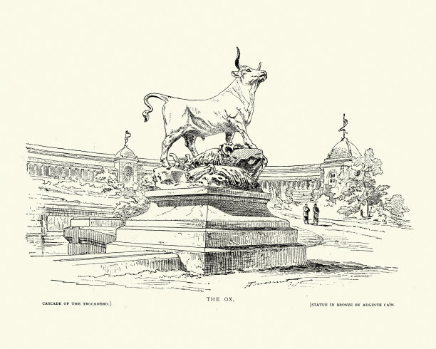 奥古斯特·该隐的公牛青铜雕像图片下载