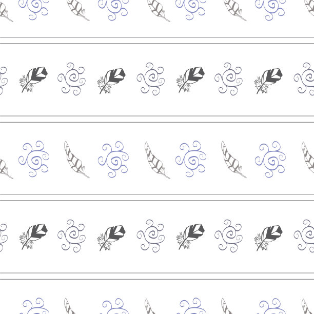 白色波西米亚风格条纹和羽毛无缝图片下载