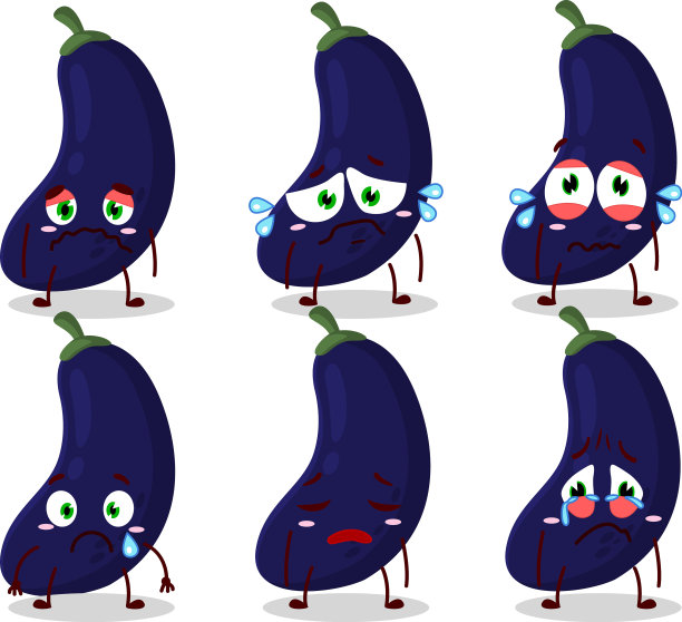 新茄子卡通人物带着悲伤的表情图片下载