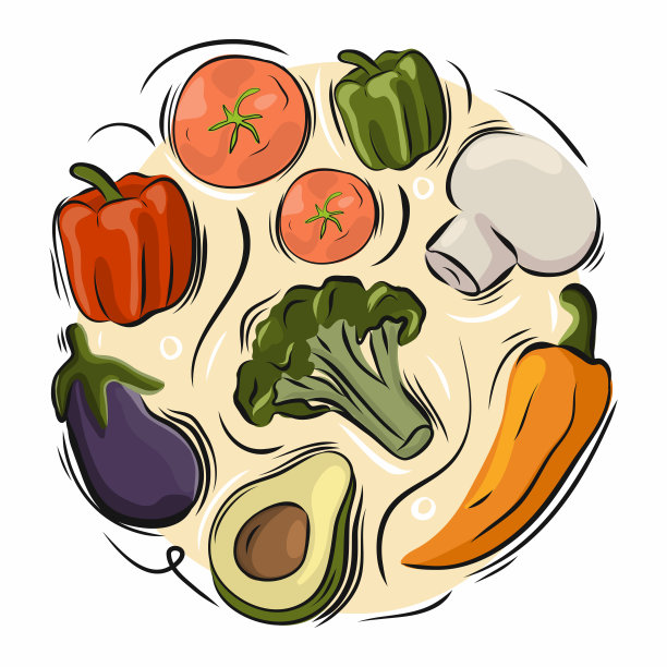 蔬菜手绘矢量插图。图片下载