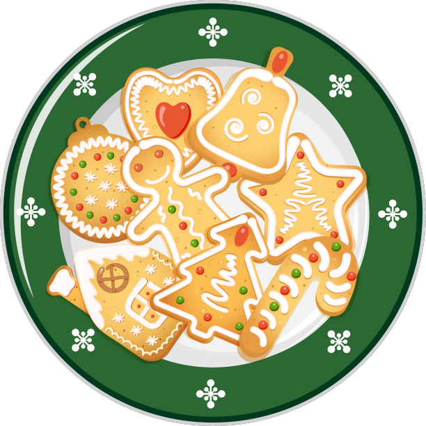 绿色瓷器上的圣诞姜饼饼干图片下载