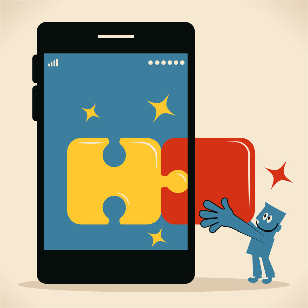 蓝色男人拼图手机图片下载