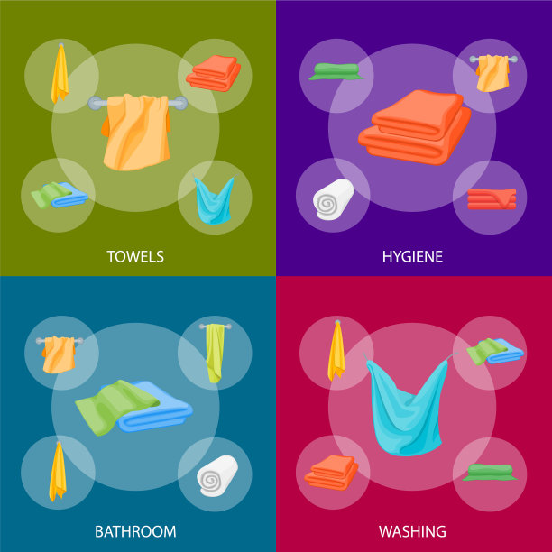 卡通彩色折叠毛巾横幅套装图片下载