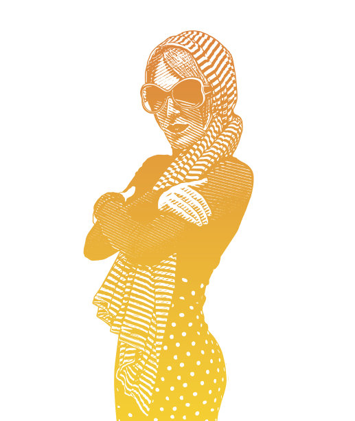 穿着70年代复古时装的成年妇女图片下载