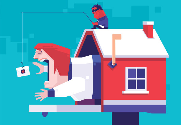 女人追逐垃圾邮件的家庭邮箱与诈骗网络钓鱼图片下载