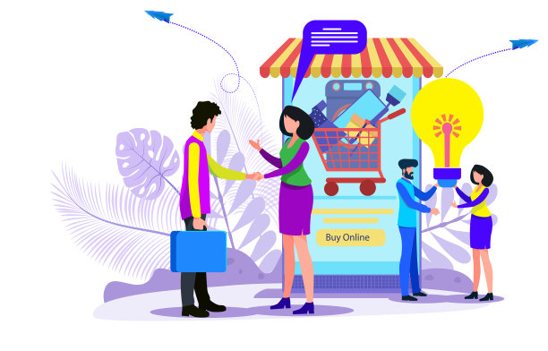 在线购物横幅，移动应用模板，概念矢量插图图片下载