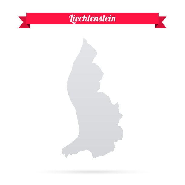 列支敦士登地图，白色背景，红色横幅图片下载