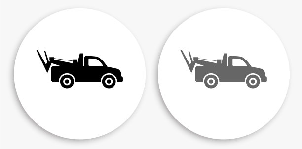 拖车黑白圆形图标图片下载