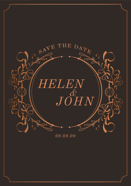 古青铜新艺术婚礼请柬图片下载