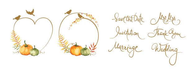 用于秋季婚礼邀请函的框架图片下载
