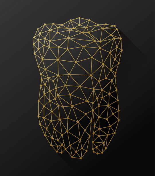 多边形牙齿牙科金黑色设计牙医矢量插图图片下载