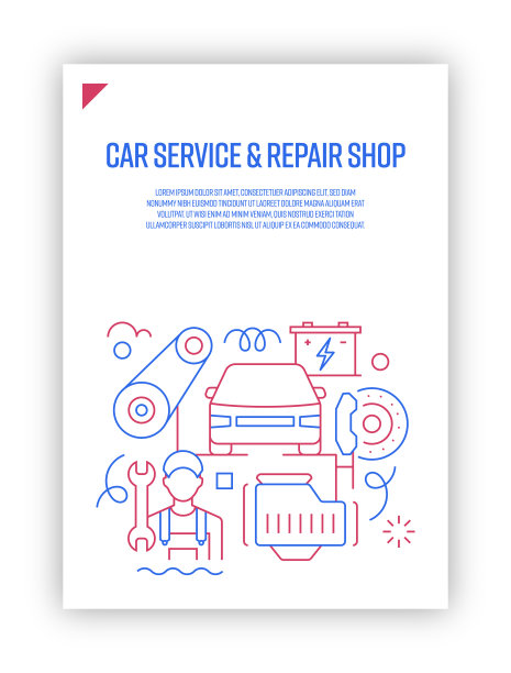 向量集插图汽车修理服务的概念。线条艺术风格背景设计网页，横幅，海报，打印等。矢量插图。图片下载