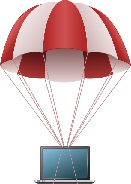 降落伞与笔记本电脑图片下载