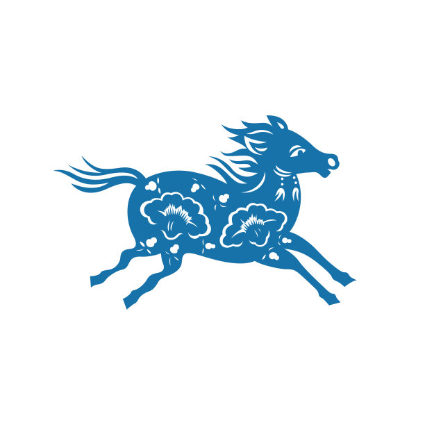 十二生肖马(中国剪纸图案)图片下载