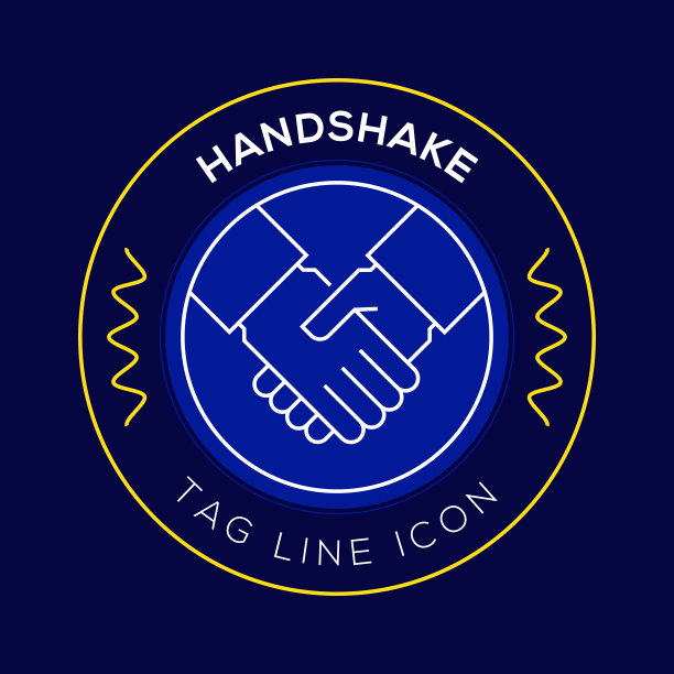握手圈徽章，现代标志矢量图标设计线风格图片下载