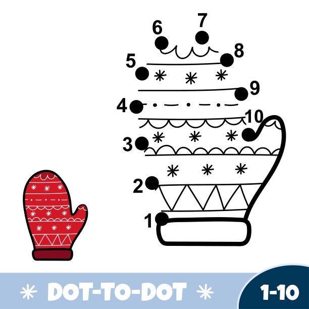 孩子们的冬季点对点游戏。连接1-10号码活动页面图片下载