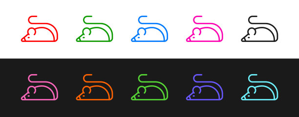 设置行实验鼠标图标隔离在黑色上图片下载