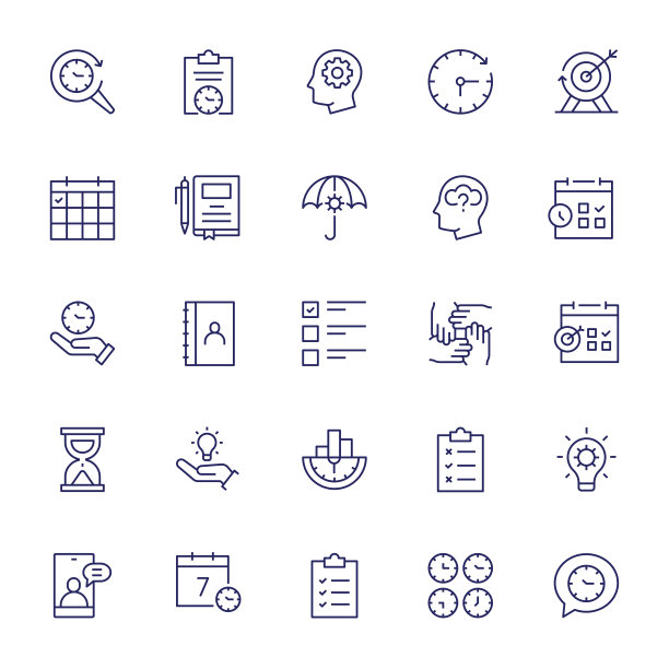 时间管理可编辑的描边线图标图片下载