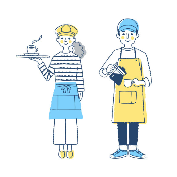 咖啡厅服务员的男男女女图片下载