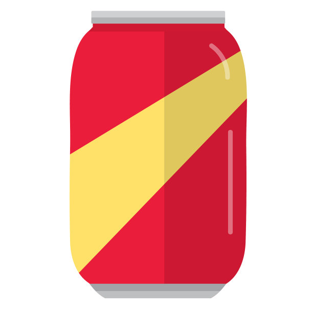 食品杂货包装彩色可乐苏打汽水罐与标签图标的白色背景图片下载