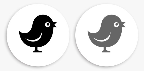 会说话的鸟黑白圆形图标图片下载