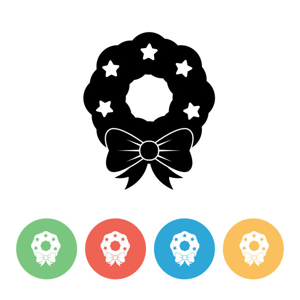 圣诞图标在一个平坦的圆图片下载