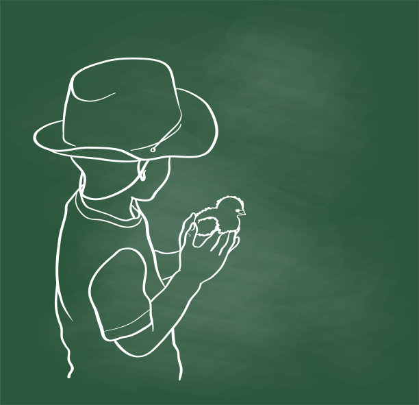 拿着小鸡黑板的小男孩图片下载