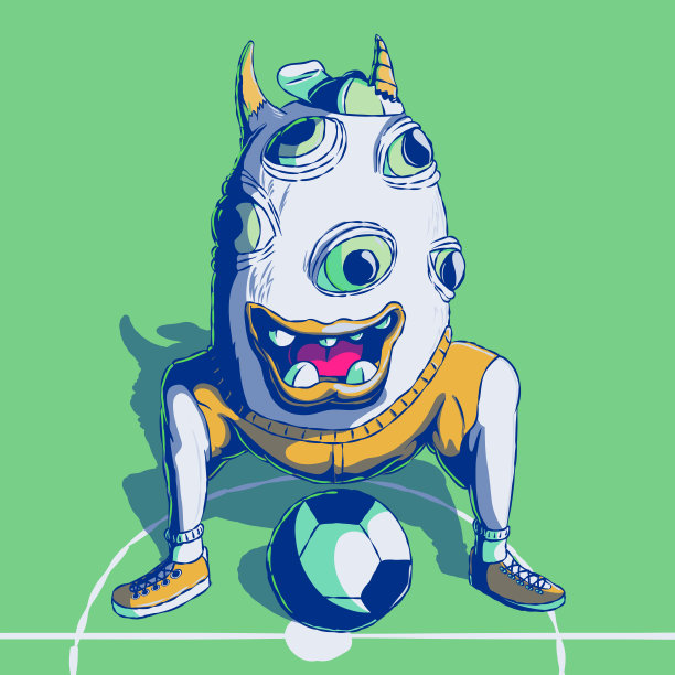 有趣的卡通向量插图的一个虚构的角色-足球运动员。图片下载