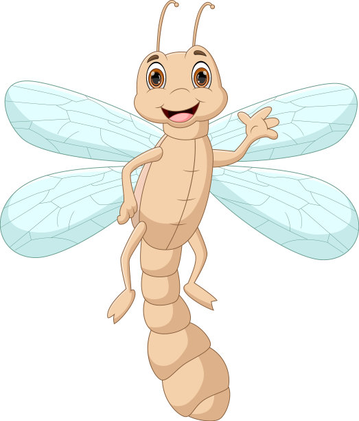 可爱的卡通蜻蜓在白色的背景图片下载