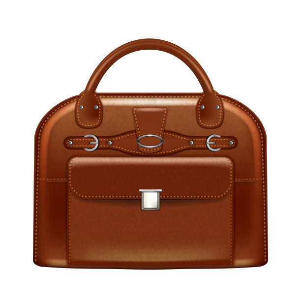 皮革公文包女性3d现实向量图片下载