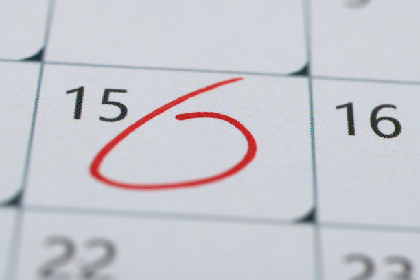 日历上的红色标记在第15号图片下载