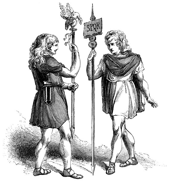 古罗马的标志(旗手)，Aquilifer和Vexillarius -公元前1世纪图片下载