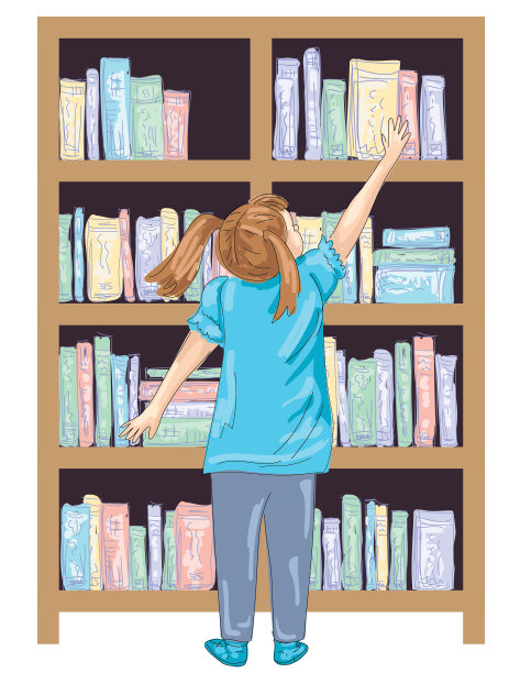 女孩在图书馆拿书图片下载