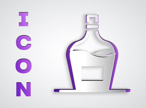 剪纸老瓶酒图标孤立在灰色上图片下载