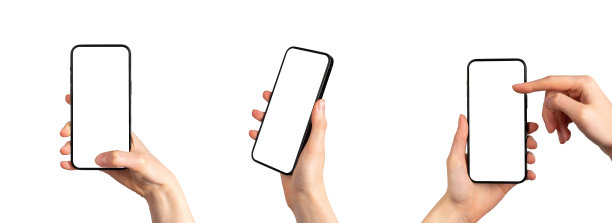 手机模型设置。手里的智能手机屏幕模型被隔离在白色中图片下载