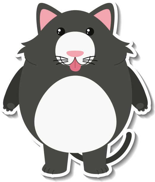 胖乎乎的猫动物卡通贴纸图片下载