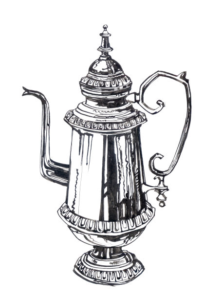 墨水笔。一个金属罐子的草图，草图图片下载