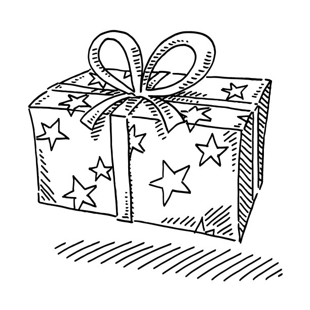 礼品盒星星包装纸画图片下载