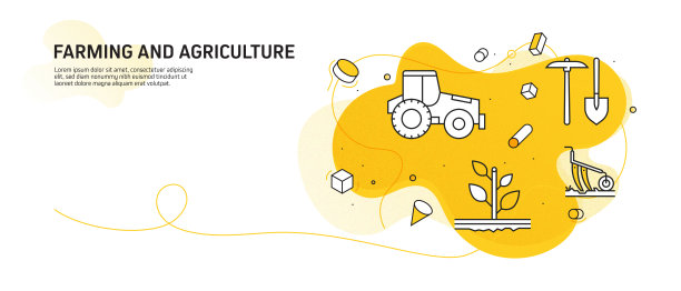 农业和农业相关的现代线条风格矢量插图图片下载